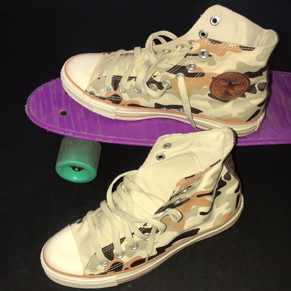 Converse Shoes - Converse Camo High Tops All Stars Men’s 7 / Women’s 9 Brown & Tan